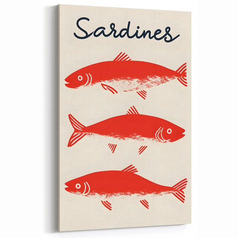 Sardines Dishes Wall Art - Coastal Kitchen and Dining Room Decor
