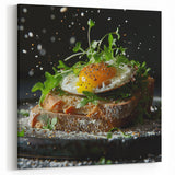 Egg and Greens Toast Wall Art - Elegant Kitchen and Dining Room Decor