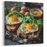 Double Egg and Greens Toast Wall Art - Elegant Kitchen Decor