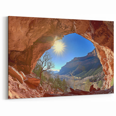 Sunlit Desert Cave Wall Art - Stunning Landscape Canvas Prints