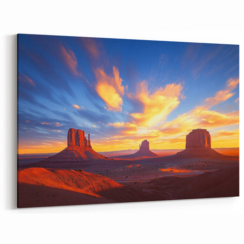 Monument Valley Sunrise Glow Wall Art - Stunning Desert Canvas Prints