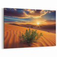 Golden Sunrise Desert Cactus Wall Art - Stunning Sand Dunes Landscape Art