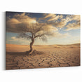 Desert Wall Art - Lone Tree on Cracked Earth Canvas Print