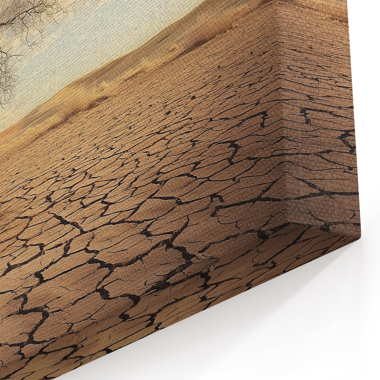 Desert Wall Art - Lone Tree on Cracked Earth Canvas Print