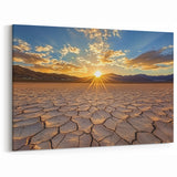 Desert Landscape Art - Sunrise Over Cracked Earth Canvas Print
