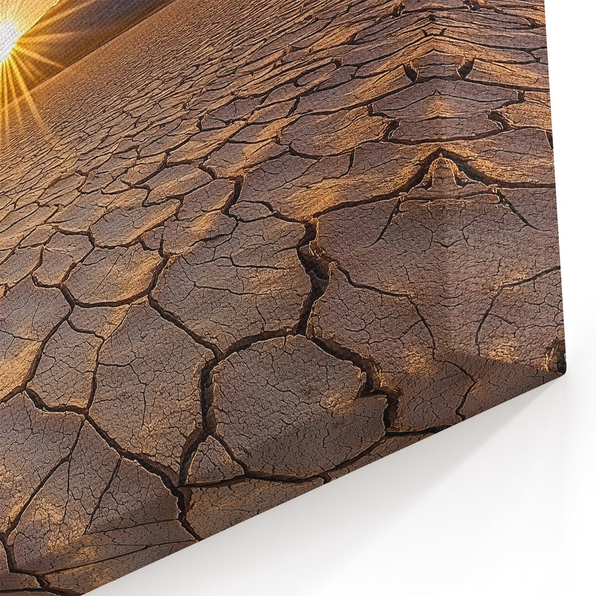 Desert Landscape Art - Sunrise Over Cracked Earth Canvas Print