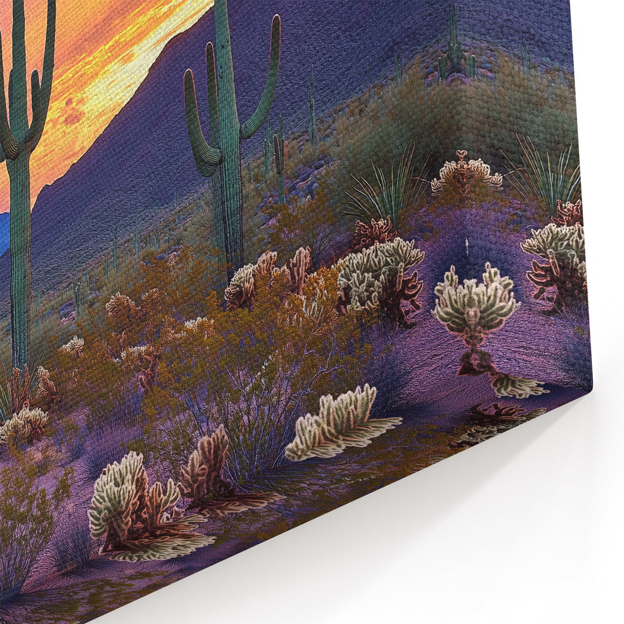 Cactus Wall Art - Vibrant Desert Sunset with Majestic Saguaro