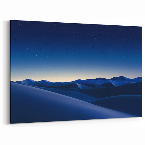 Desert Canvas Prints - Starlit Desert Dunes in Midnight Blue