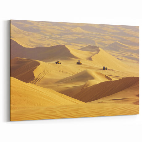 Golden Sand Adventures - Desert Dunes with Vehicles Canvas Art