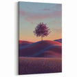 Serene Fields with Tree at Sunset – Rolling Fields Canvas Art