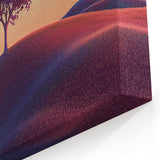 Serene Fields with Tree at Sunset – Rolling Fields Canvas Art
