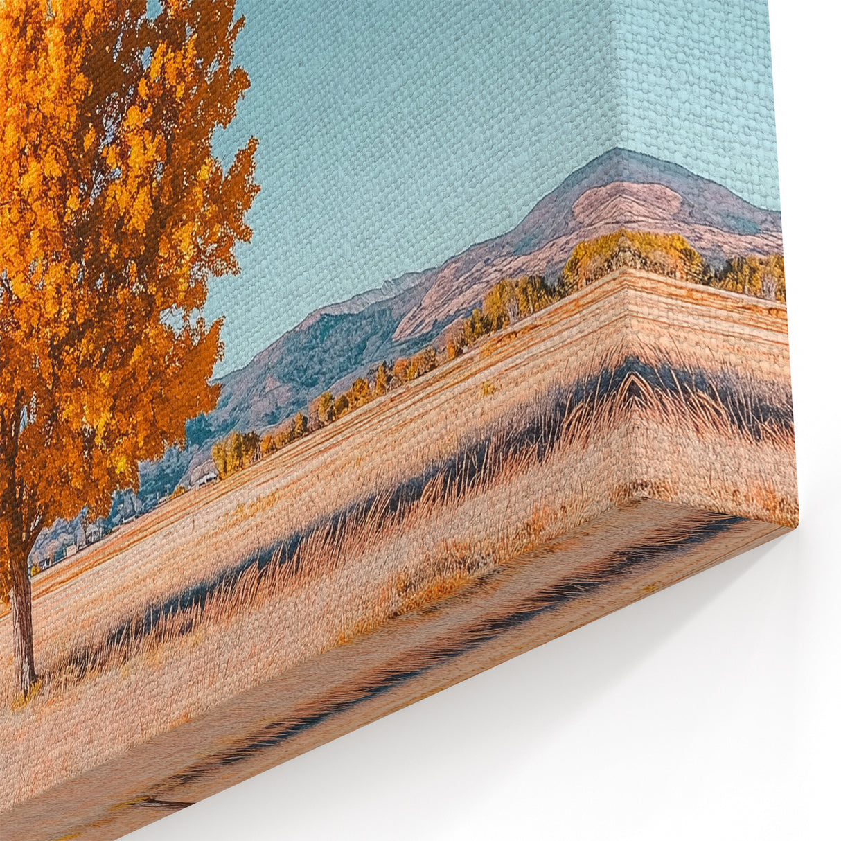 Golden Tree in Sunlit Field – Scenic Fields Framed Art