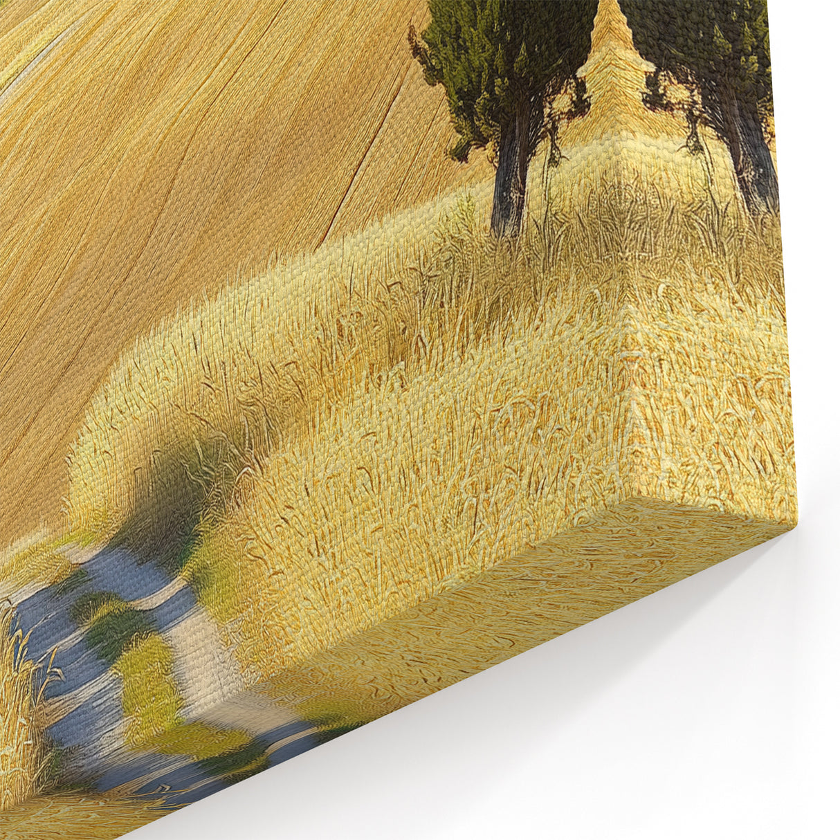 Path Through Golden Fields with Cypress Trees – Countryside Fields Wall Hanging