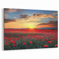 Vibrant Poppy Field at Sunrise – Rolling Fields Canvas Art