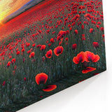 Vibrant Poppy Field at Sunrise – Rolling Fields Canvas Art