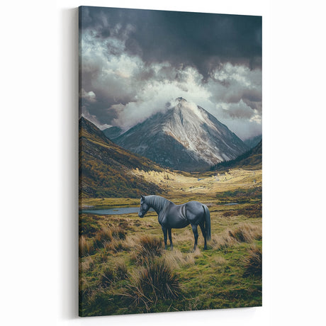 Scenic Fields Framed Art - Horse in Rolling Landscapes