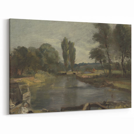 Classic Romantic Paintings: Flatford Lock by John Constable