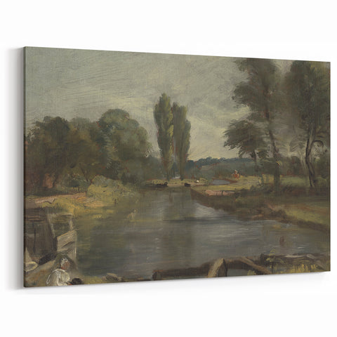 Classic Romantic Paintings: Flatford Lock by John Constable