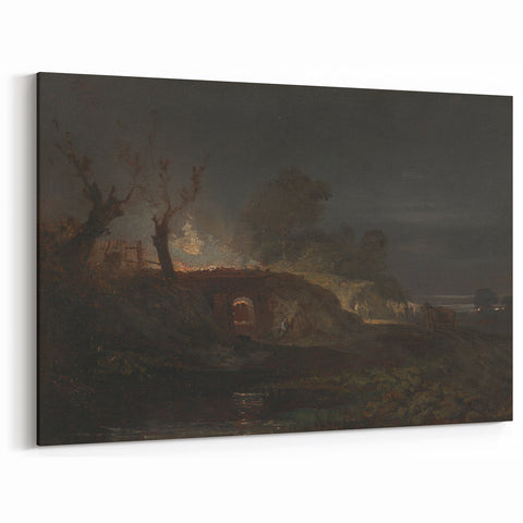 Romanticism Art: "Limekiln at Coalbrookdale" Landscape Canvas Print