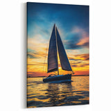 Sailing at Sunset Wall Art - Vibrant Coastal Landscape