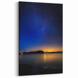 Starry Night Wall Art - Starlit Lake and Distant Horizon