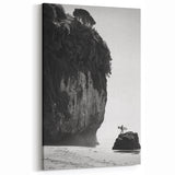 Surfer and Cliff Wall Art - Black and White Coastal Scene