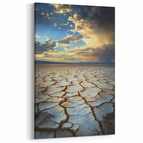 Desert Landscape Wall Art - Cracked Earth and Dramatic Sky