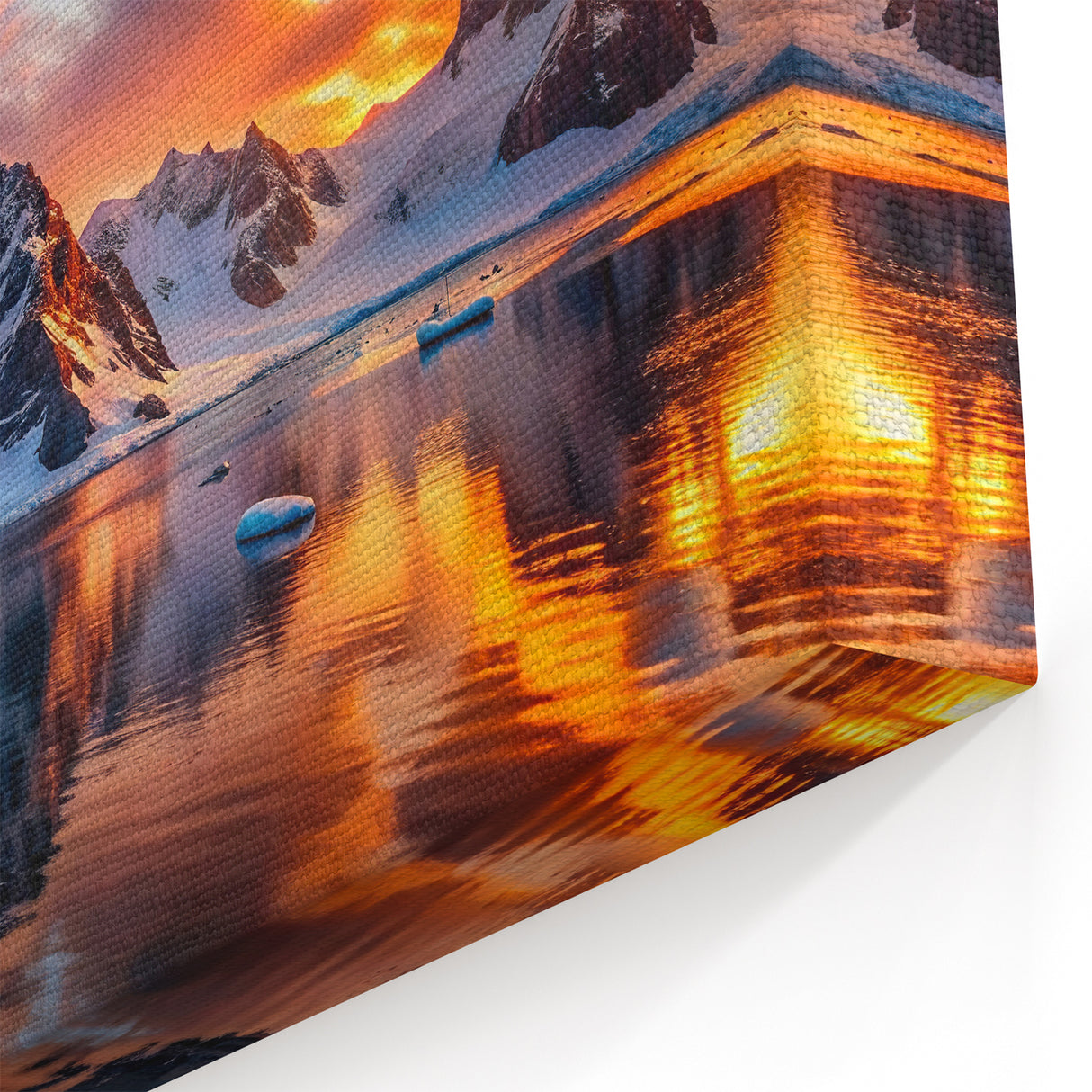 Antarctic Landscape Art - Vibrant Sunset Over Snowy Peaks