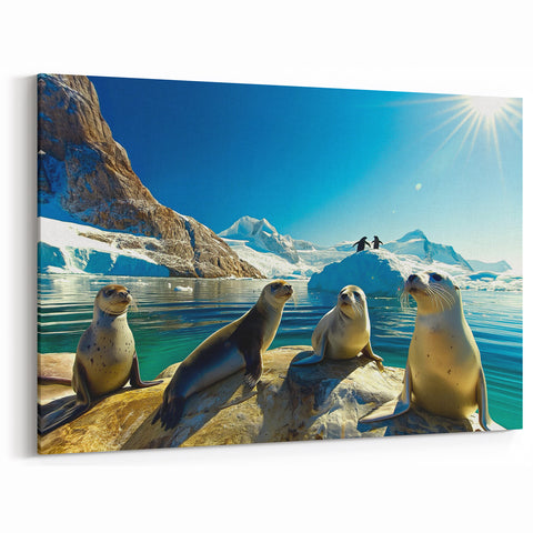 Polar Wildlife Art - Seals and Penguins in Antarctic Serenity