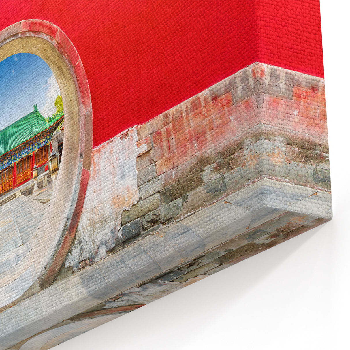 Beijing Circular Gateway Wall Art - Traditional Red Design