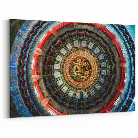Majestic Circular Ceiling Art - Beijing Temple Design