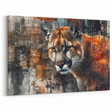 Urban Cougar Wall Art - Abstract Wildlife Canvas Print for Modern Decor