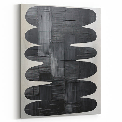 Contemporary Dining Art Pieces - Black & White Textured Abstract