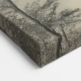 Monochrome Vintage Landscape Art – Classic Forest Scene Print