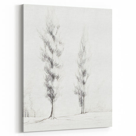 Vintage Sketch Landscape Art – Classic Monochrome Tree Print