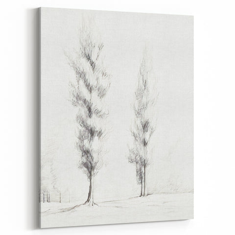 Vintage Sketch Landscape Art – Classic Monochrome Tree Print