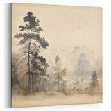 Vintage Misty Forest Art – Classic Woodland Landscape Wall Print