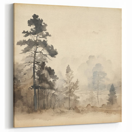 Vintage Misty Forest Art – Classic Woodland Landscape Wall Print