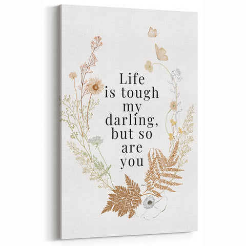 Botanical Typography Art Print – Motivational Quote on Canvas