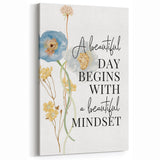 Floral Typography Art Print – Positive Quote on Canvas
