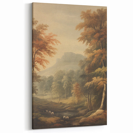 Vintage Autumn Forest Art – Classic Mountain Landscape Print