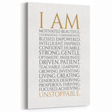 Empowerment Typography Art Print – I AM Affirmations Canvas