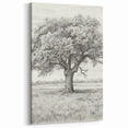 Vintage Oak Tree Sketch Art – Classic Monochrome Nature Print