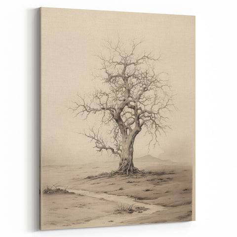 Vintage Tree Sketch Art – Classic Monochrome Nature Wall Print