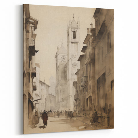 Historic European Cityscape – Vintage Landscape Wall Art