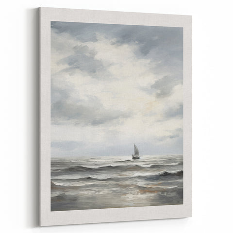 Stormy Seascape & Sailboat – Vintage Landscape Wall Art