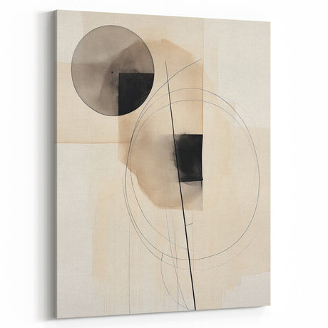Modern Dining Area Art – Geometric Abstract Black & Beige Print