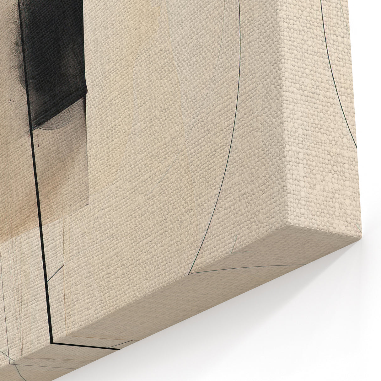 Modern Dining Area Art – Geometric Abstract Black & Beige Print