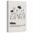 Monochrome Motivational Typography Art Print - "Rise" Canvas