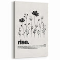 Monochrome Motivational Typography Art Print - "Rise" Canvas